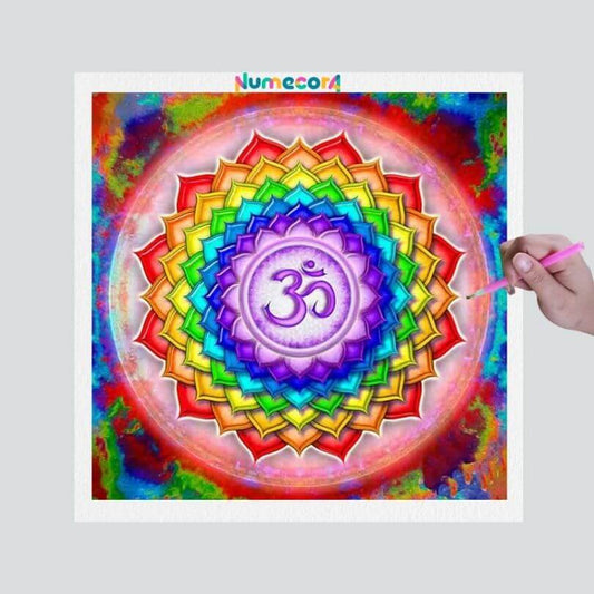 Pintura Terapêutica com Diamantes - Mandala Ohm