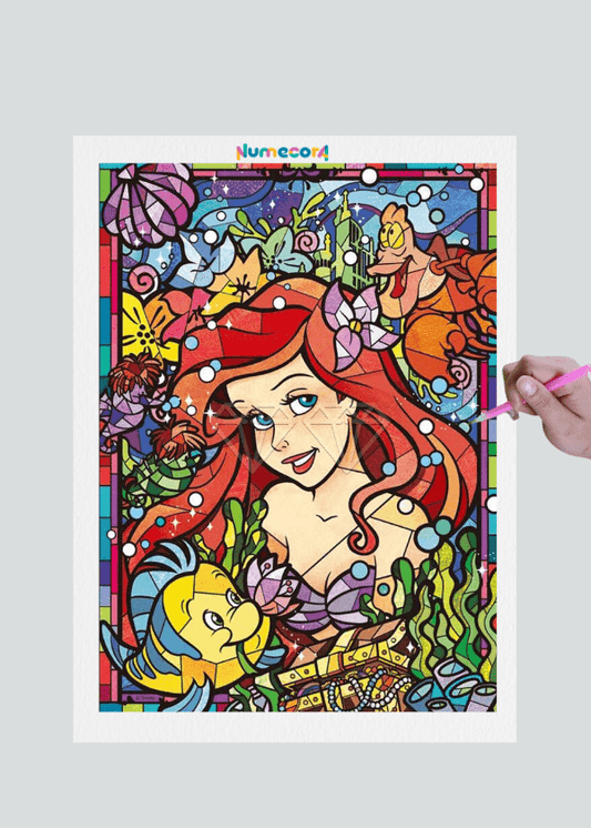 Pintura Terapêutica com Diamantes - Ariel - Tela 100% Preenchida - Numecora