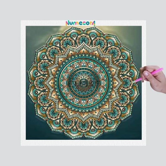 Pintura Terapêutica com Diamantes - Mandala Esmeralda