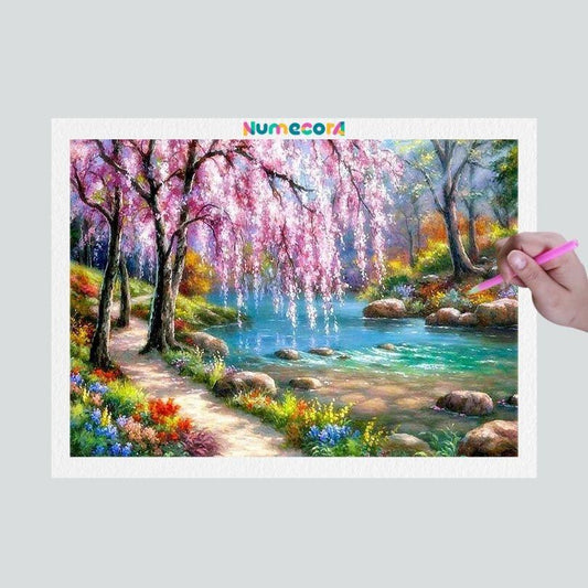 Pintura Terapêutica com Diamantes - Paraíso na floresta - Tela 100% Preenchida