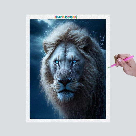 Pintura Terapêutica com Diamantes - Leão forte - Tela 100% Preenchida