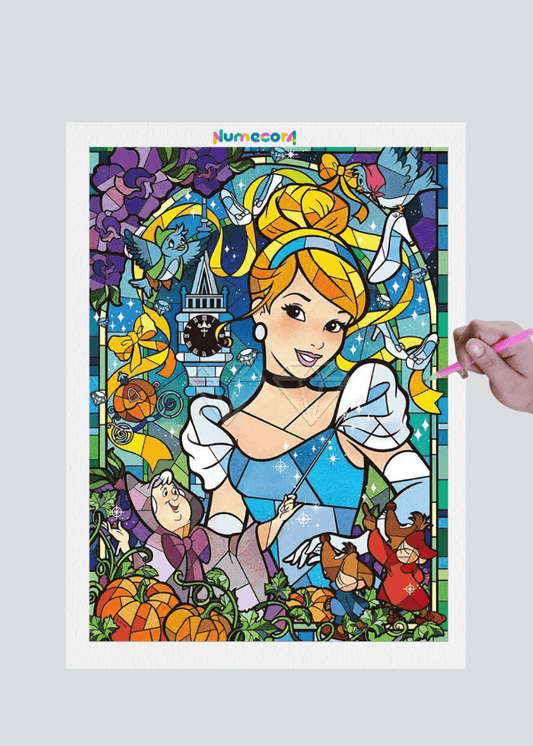Pintura Terapêutica com Diamantes - Cinderela - Tela 100% Preenchida - Numecora