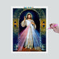 Pintura Terapêutica com Diamantes - Jesus Misericordioso - Tela 100% Preenchida