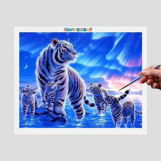Pintura Terapêutica Numerada - Tigres Albinos