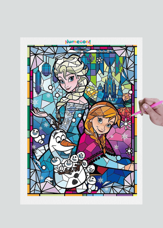 Pintura Terapêutica com Diamantes - Frozen - Tela 100% Preenchida - Numecora