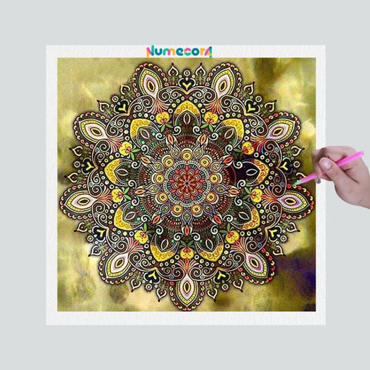 Pintura Terapêutica com Diamantes - Mandala Honey