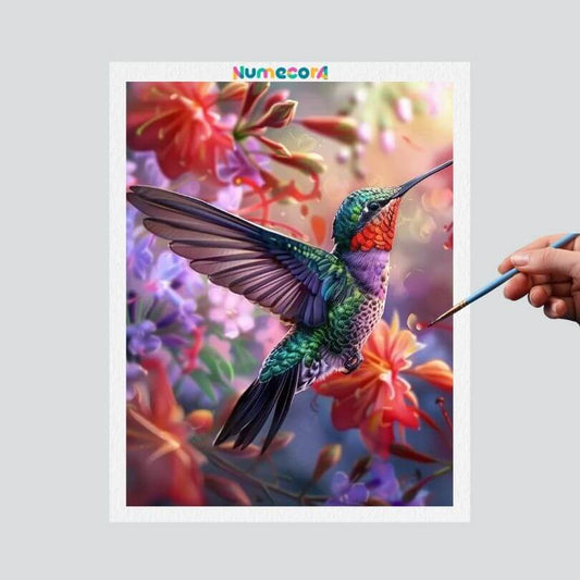 Pintura Terapêutica Numerada - Beija flor Colorido