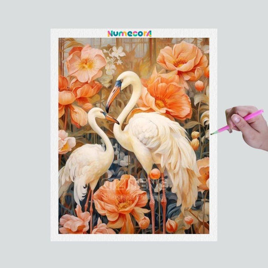 Pintura Terapêutica com Diamantes - Flamingos - Tela 100% Preenchida