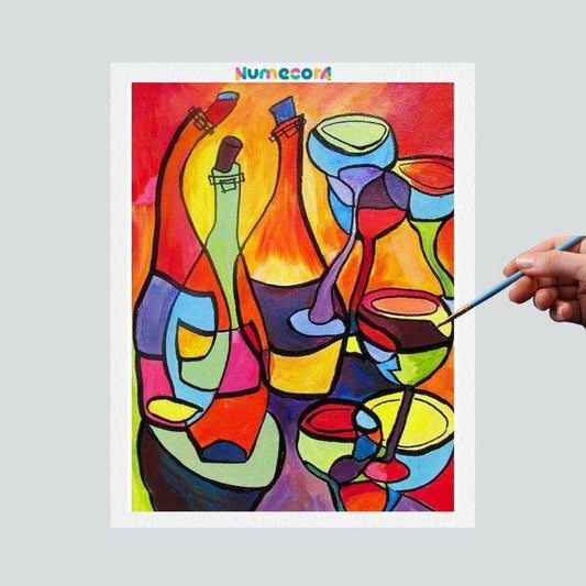 Pintura Terapêutica Numerada - Arte Abstrata Vinho