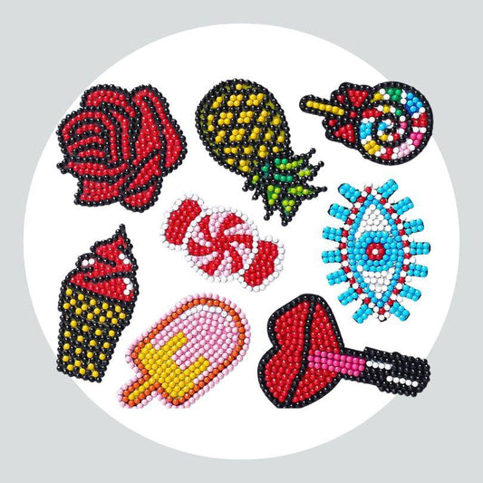 Pintura Terapêutica com Diamantes - Stickers 8Un - Diamante Redondo - Figurinhas