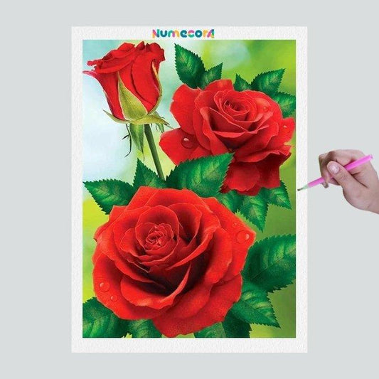 Pintura Terapêutica com Diamantes - Rosas Vermelhas