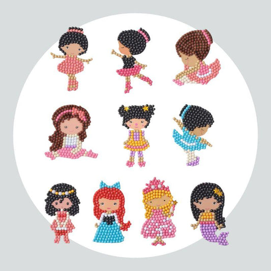 Pintura Terapêutica com Diamantes - Stickers 10Un - Diamante Redondo - Meninas
