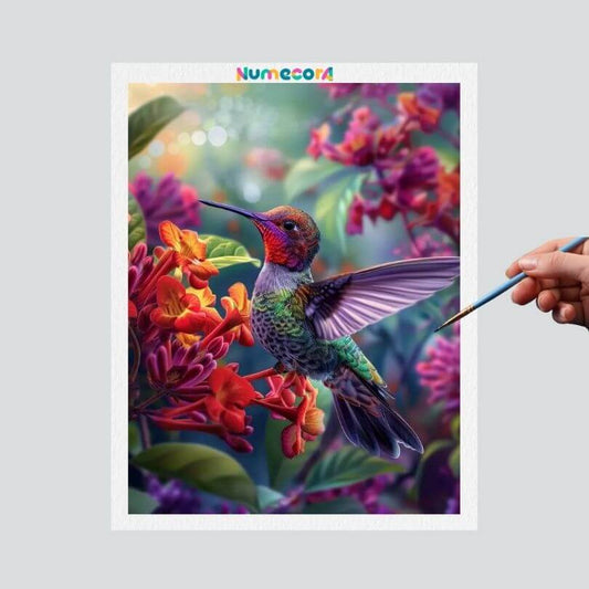Pintura Terapêutica Numerada - Beija flor Roxinho