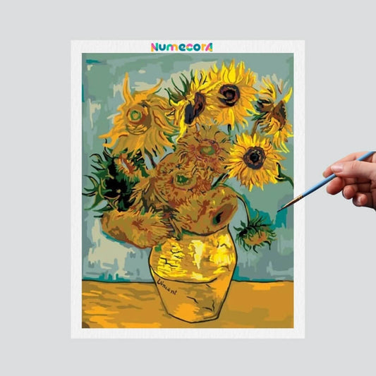 Pintura Terapêutica Numerada - Girassóis de Van Gogh