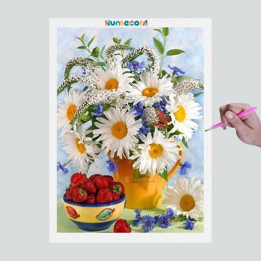 Pintura Terapêutica com Diamantes - Margaridas