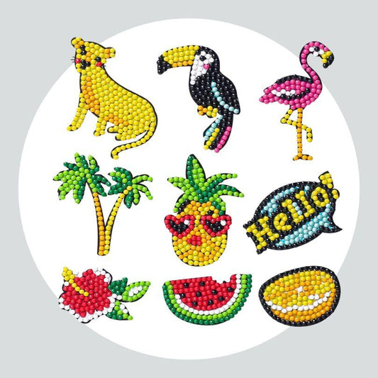 Pintura Terapêutica com Diamantes - Stickers 9Un - Diamante Redondo - Verão
