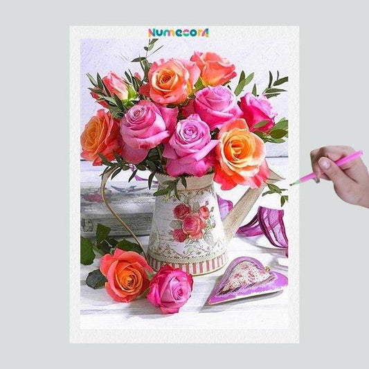 Pintura Terapêutica com Diamantes - Rosas diversas