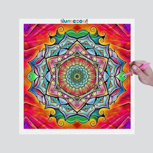 Pintura Terapêutica com Diamantes - Mandala colorida