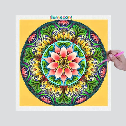 Pintura Terapêutica com Diamantes - Mandala Amarela