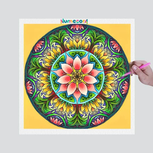 Pintura Terapêutica com Diamantes - Mandala Amarela