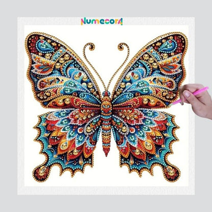 Pintura Terapêutica com Diamantes - Borboleta - Diamante Especial - Tela 100% Preenchida