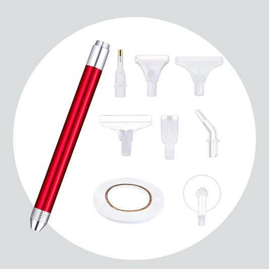 Acessório - Caneta LED Coletora para Pintura - 8 peças - Rolinho - Terapêutica com Diamantes - Vermelho