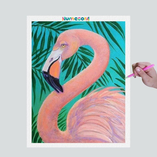 Pintura Terapêutica com Diamantes - Flamingo Rosa - Tela 100% Preenchida