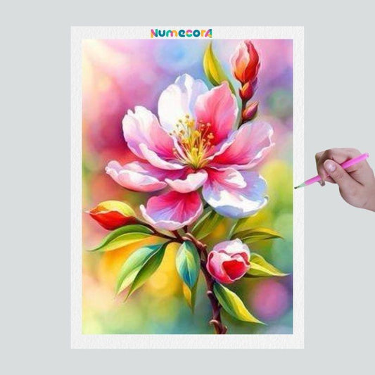 Pintura Terapêutica com Diamantes - Flor Bela - Tela 100% Preenchida