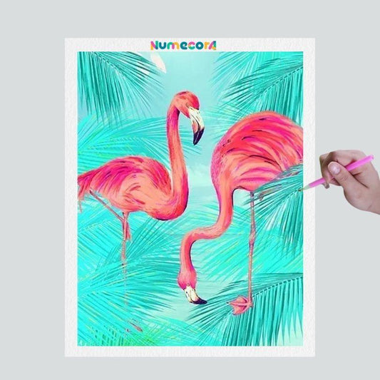 Pintura Terapêutica com Diamantes - Flamingos Pinks - Tela 100% Preenchida