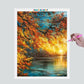 Pintura Terapêutica com Diamantes - Por do Sol Dourado - Tela 100% Preenchida