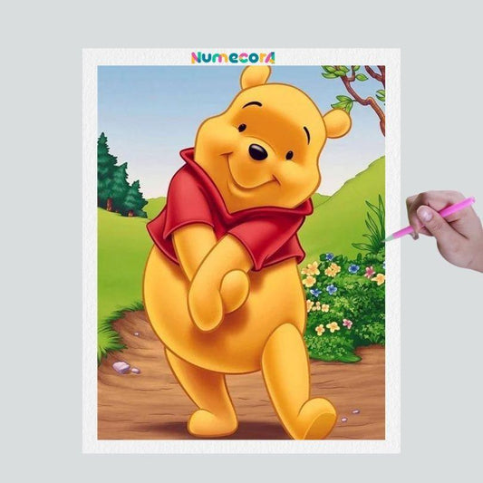Pintura Terapêutica com Diamantes - Ursinho Pooh - Disney - Tela 100% Preenchida - Diamante Redondo