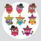 Pintura Terapêutica com Diamantes - Stickers 8Un - Diamante Redondo - Corujas mexicanas