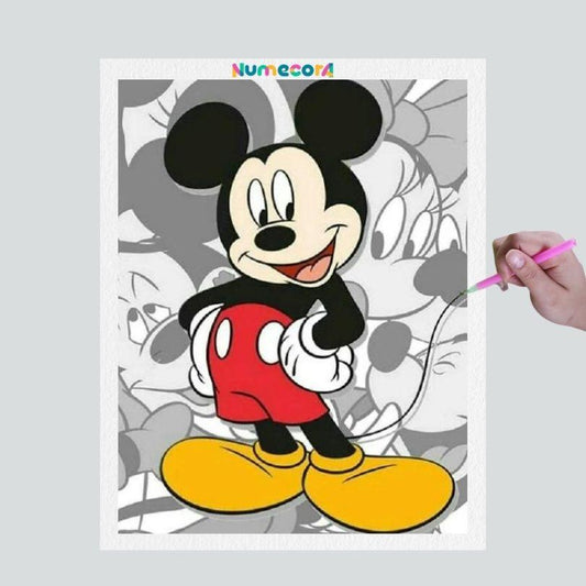 Pintura Terapêutica com Diamantes - Mickey - Disney - Tela 100% Preenchida - Diamante Redondo