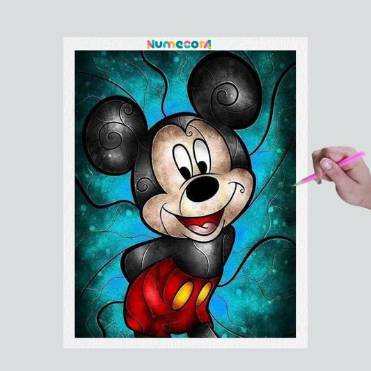 Pintura Terapêutica com Diamantes - Mickey Mouse - Disney - Tela 100% Preenchida - Diamante Redondo