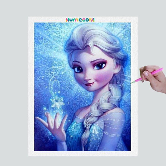 Pintura Terapêutica com Diamantes - Elsa Frozen - Disney - Tela 100% Preenchida - Diamante Redondo