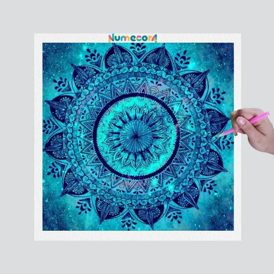 Pintura Terapêutica com Diamantes - Mandala azul