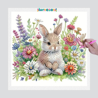 Pintura Terapêutica com Diamantes - Coelho - Diamante Especial - Tela 100% Preenchida