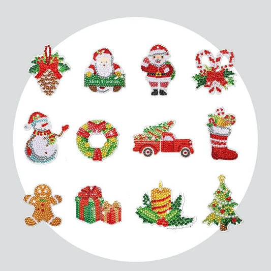 Chaveiros Pintura Terapêutica com Diamantes - Papai Noel - Kit com 12 (cópia)