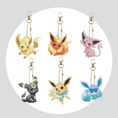 Chaveiros Pintura Terapêutica com Diamantes - Pokemon - Kit com 6