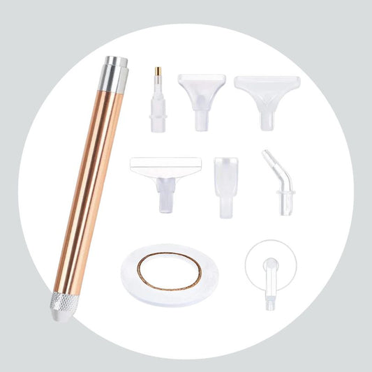 Acessório - Caneta LED Coletora para Pintura - 8 peças - Rolinho - Terapêutica com Diamantes - Dourado