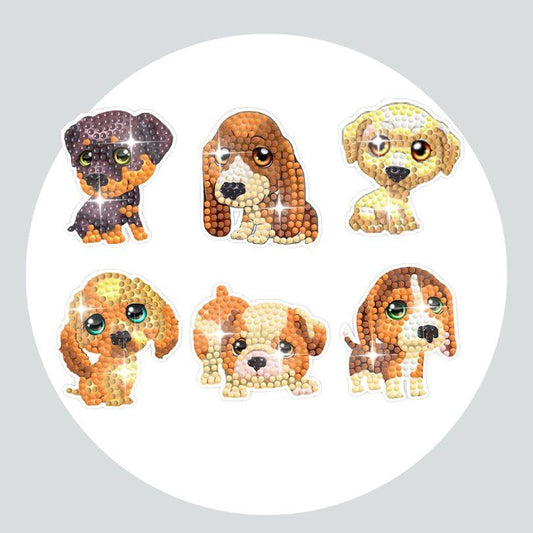 Adesivos Magnéticos ( Ímã de Geladeira) - Kit com 6 - Pintura Terapêutica com Diamantes - Dogs