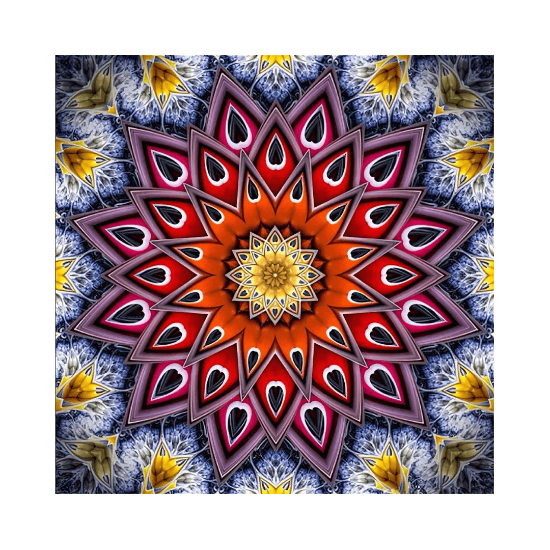 Pintura Terapêutica com Diamantes - Mandala roxa com vermelho