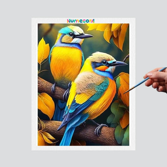 Pintura Terapêutica Numerada - Passarinhos Amarelos