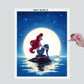Pintura Terapêutica com Diamantes - Pequena Sereia - Disney - Tela 100% Preenchida - Diamante Redondo