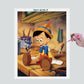 Pintura Terapêutica com Diamantes - Pinóquio - Disney - Tela 100% Preenchida - Diamante Redondo