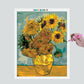 Pintura Terapêutica com Diamantes - Os Girassóis - Van Gogh - Tela 100% Preenchida