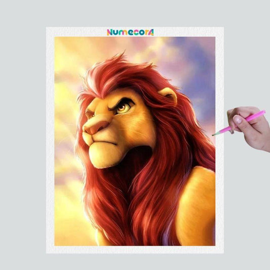 Pintura Terapêutica com Diamantes - Rei Leão - Disney - Tela 100% Preenchida - Diamante Redondo
