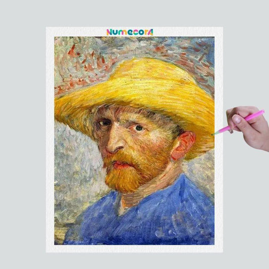 Pintura Terapêutica com Diamantes - Auto Retrato - Van Gogh  - Tela 100% Preenchida