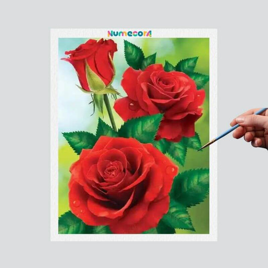 Pintura Terapêutica Numerada - Rosas Vermelhas