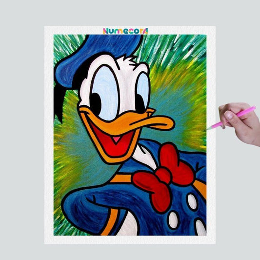 Pintura Terapêutica com Diamantes - Pato Donald - Disney - Tela 100% Preenchida - Diamante Redondo